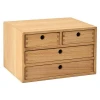 2/3-Tier Wooden Office Desktop Storage Box/Bin with 3/4 Drawers.Bamboo Wood Storage Organizer,Files Rack Holder/Container