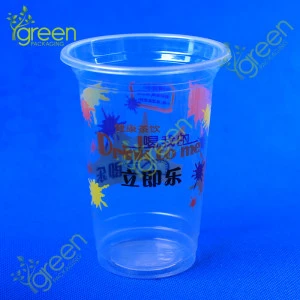 300ml Disposable Custom Bubble Tea Juice Coffee Plastic Cups Printing
