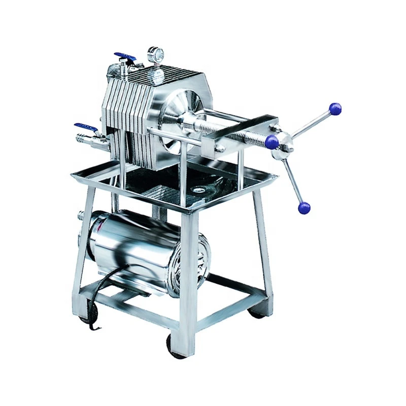 304/316 stainless steel wine beverage small Size Manual Hydraulic Plate And Frame Filter Press Machine with electric pump