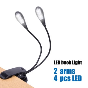 4 Levels Brightness Clip Reading Lights, Book Lights USB and Battery Operated, Portable LED Book Light for Reading Piano Travel