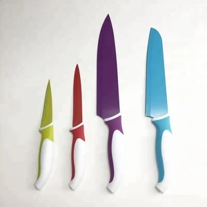 4 pcs stainless steel non-stick spray painting kitchen knife set with sheath