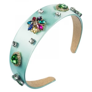 5 colors Women New style satin hairband Baroque Crystal Multi Layer luxury headband