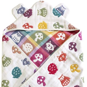 6 layer gauze Hooded Baby Swaddle Blanket. Made in Japan Cotton 100% Baby Blanket Animal design