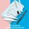7 in 1 Eyebrow Grooming Kit Razor Tweezers Scissors Brush Pencil Stencil Set Beauty Makeup Tools Eyebrow Trimmer Set with Case