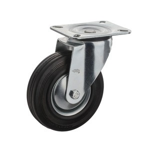 75mm black rubber caster wheel with roller bearing