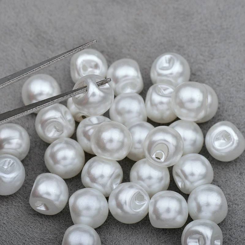 8 10 12 mm White Pearl Buttons Sewing Rhinestone Button Decorative Round Button Plastic Pearl Appliques for Jeans Clothes