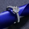 925 Sterling Silver Plating Pt950 Gold Ring Fashion Wedding Couple Womens Luxury and Simple 6 Claw Mosan Diamond Ring