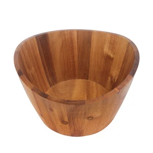 Acacia Wooden Wave Serving Bowl for Fruits and Salads, Large, Single Bowl