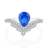 Adjustable Fine Jewelry Pear Cut Solitaire Ring Rhoudium Plated 925 Sterling Silver 5A Cubic Zirconia Jewellery