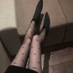Adult Socks Rompers Ultra-thin Breathable Summer Free Size Black Jacquard Geometric Pattern Bow knot Stockings
