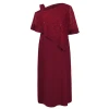 Africa Clothing Solid Color Irregular Split Dress Oblique Shoulder Stitching Lace Sequin Banquet Plus Size Dress