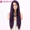  Yaki Straight Hair Purple None Lace Wig 100% Modacrylic Fiber Synthetic Lace Closure Wigs For Black Women
