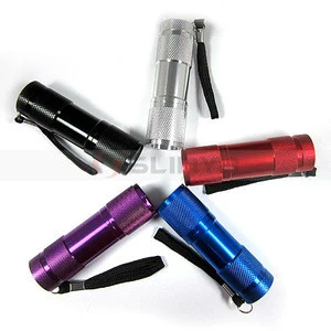 Aluminum Color Metal Shell 3 AAA Battery Rubber Seal 9 LED Torch