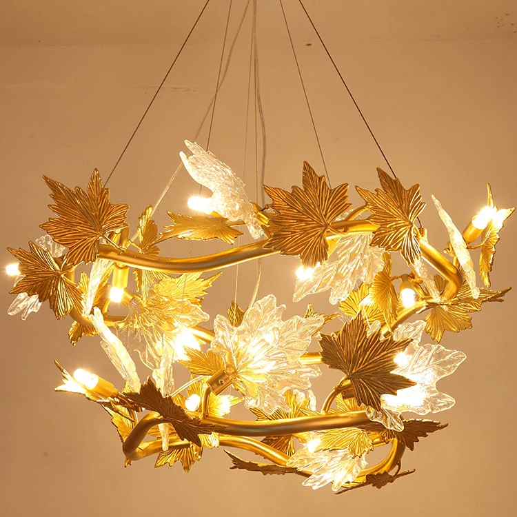 Aluminum Glass Indoor Decorative Pendant Lamp Energy Saving Hotel Bedroom Gold Color LED Pendant Light Retro Golden Finishing 80