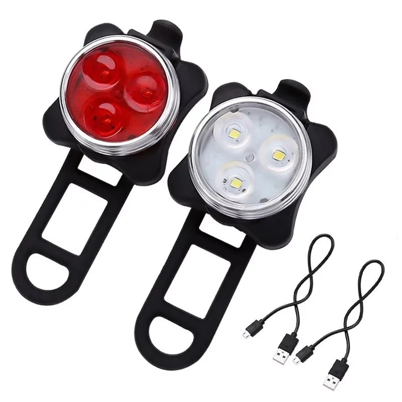 Amazon hot selling bike flashing headlight and tail light for bicycle rechargeable led bicycle lights