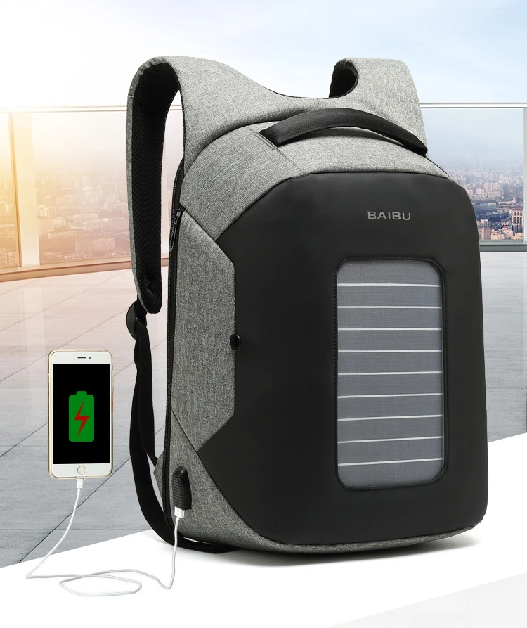 Antitheft anti theft OEM usb battery charging school waterproof oxford women ladies sunpower bagpack solar back pack backpack