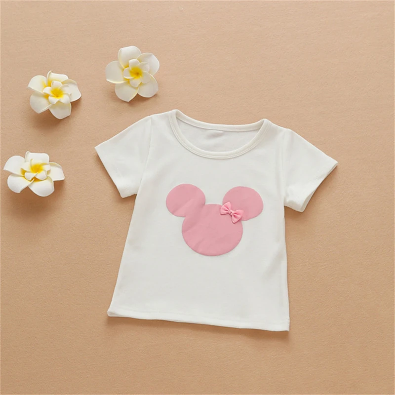 Baby Girls Cartoon Minnie Short sleeve T-Shirt For Kids Girls Cotton Long sleeve T-Shirt Top Children's Summer Clothes New Hot