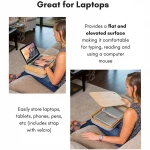 Bamboo Lap Desk with Laptop Storage Compartment Pillow Cushioned Laptop Accessories Book Stand