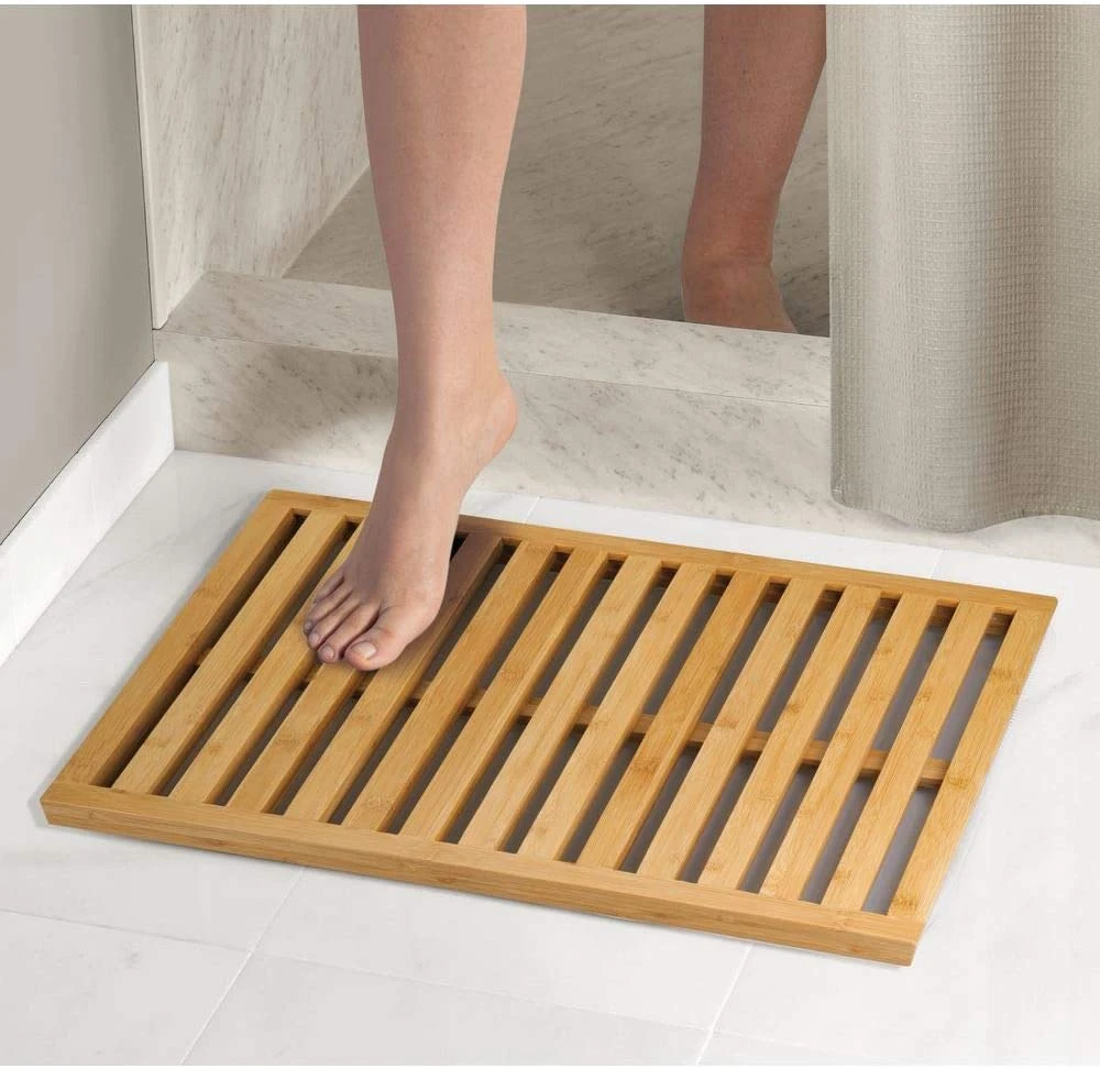 Bamboo Non-Slip Large Rectangular Spa Bath Mat  for Bathroom Showers, Bathtubs, Floors