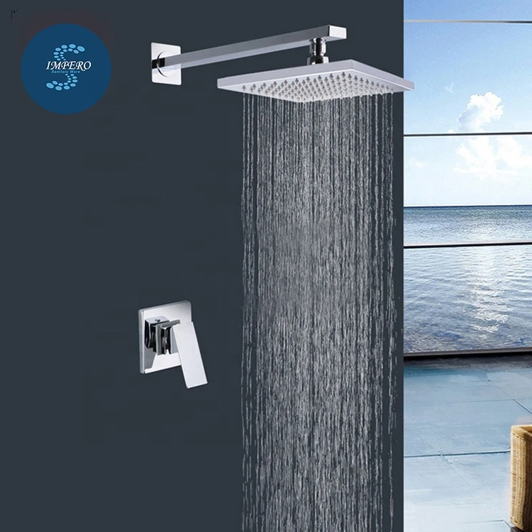 Bathroom wall mounted bath shower faucets top rainfall shower concealed mixer shower system faucet sets