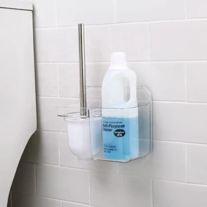 Bathroom wall sticky plastic toilet cleaner holder and toilet brush holder