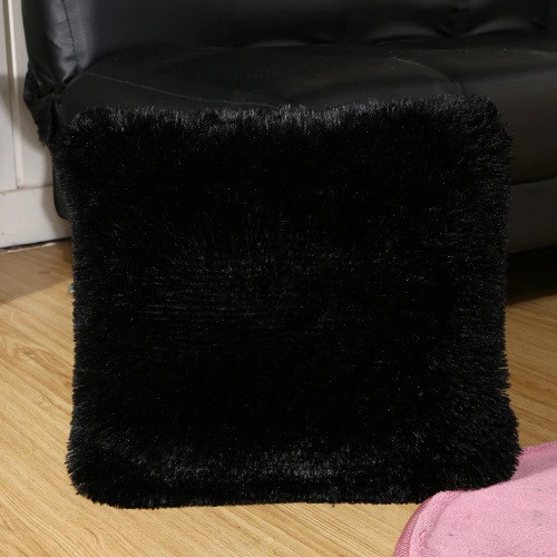 Beautiful plush fur decoration kantha cushion cover 43x43 cm