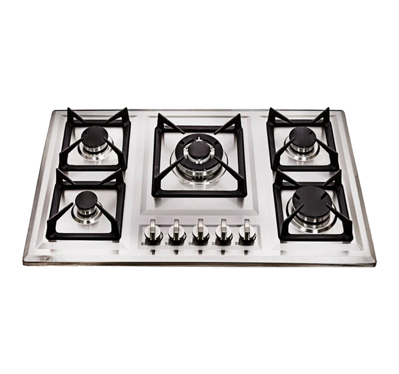 Best selling high quality kitchen 5 burner built in cooker cast iron hob stainless steel gas stove manufacturer