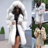 Best selling products Fox Fur Coat Red Color Fashion Fur Shawl Long Overcoat Coats For Winter Warm Women