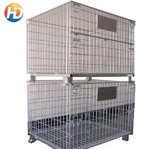 Best-selling Zinc plated Warehouse Steel Pallet Cage Folding Metal Storage Cage
