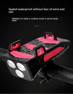 Bicycle light mobile phone bracket 4 in 1 riding headlight horn bicycle frame headlight charging treasre