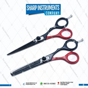 Black and red Barber Hair Cutting Scissors Sets.