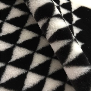 Black and White Jacquard Pattern Rabbit Faux Fur Fabric for Garment Vest Artificial Fake Fur