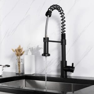 Black Cold Soft Flow Water Kitchen Sink Faucet Tap With UPC Standard