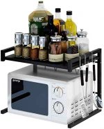 Black or White Extendable Stainless Steel Storage Rack Shelf Kitchen Microwave Oven Stand