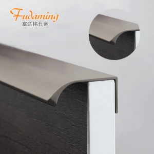 Black punch free long aluminum invisible handle for cabinet wardrobe closet door aluminum alloy pull door handle