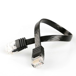 Black RJ45 8P8C crystal head flat cable for network communication
