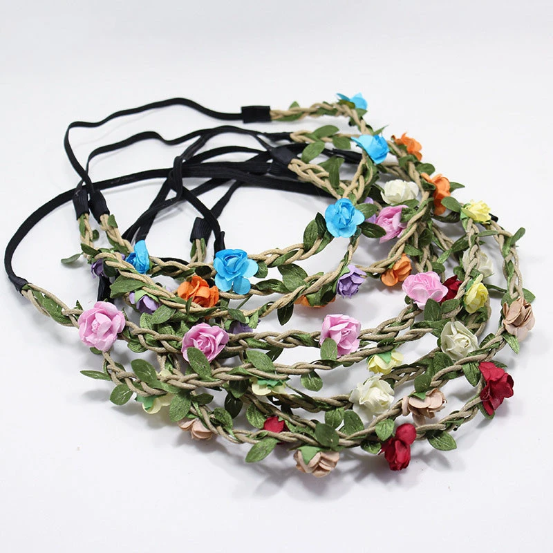Bohemian Flower Headband Festival Wedding Floral Garland Hair Band Headwear Hair Accessories for Women