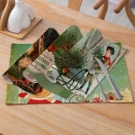 Cartoon Christmas cutlery Place mat table knife fork plate  mat christmas table mat