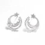 Charming Fashion Wedding & Party 925 Sterling Silver Star Shape Circle Zircon Stud Earrings