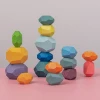 Children&#39;s Wooden Colored Stone Building Block Educational Toy Creative Nordic Style Stacking Game Rainbow Wooden Toy Gift