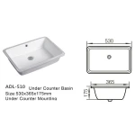 China factory Ceramic Under Counter Wash Basin Bathroom Sinks ADL-510