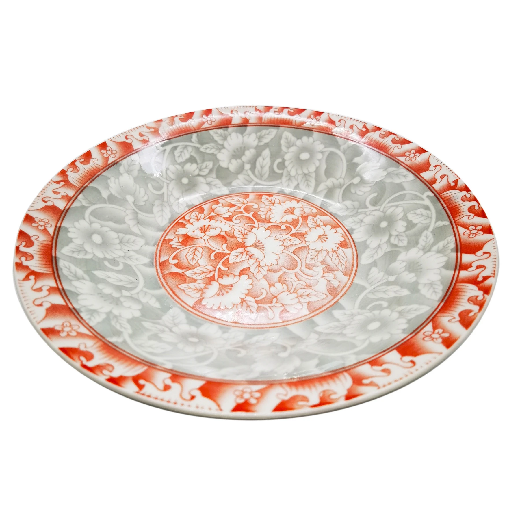 China Machine Printing Porcelain Plates Pad Printed Ceramic Plate Blue Design Porcelaon  Porcelain Fruit Plate Dinnerware