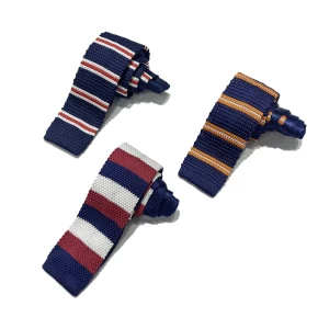 China Polyester Knitted Simple Stripe Custom Knit Tie Knitted Custom Label Neckties Men