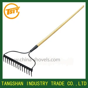 china steel grass sand garden rakes with wooden handle