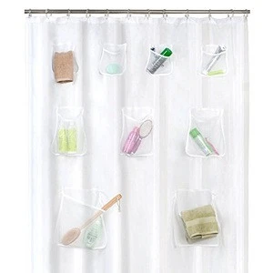 Clear Transparent Shower Curtain with Pockets for Touchscreen Devices