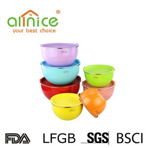 Color Plating  Stainless Steel Salad Mixing Bowl/Salad Bowl Set with Color Matching  PP Lid