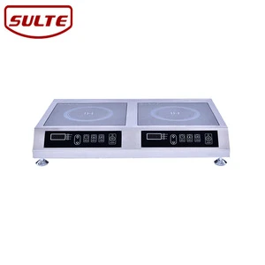 Commercial electric cooktop induction cooker 2 zones, double head touch control induction cooktop