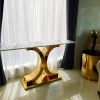 Console Table Hallway Decorating Console Table with Stools Modern Stainless Steel Golden Glass Marble Top
