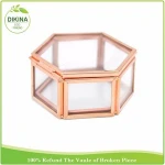 (copper finish) little handmade glass box/ring holder wholesale Geometric little glass box with a hinged roof