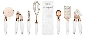 Creative kitchen baking tools set gold stainless steel egg beater  wire scraper, sieve cup, gold baking set